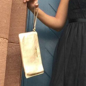 Michael Kors Gold Leather Clutch Wristlet